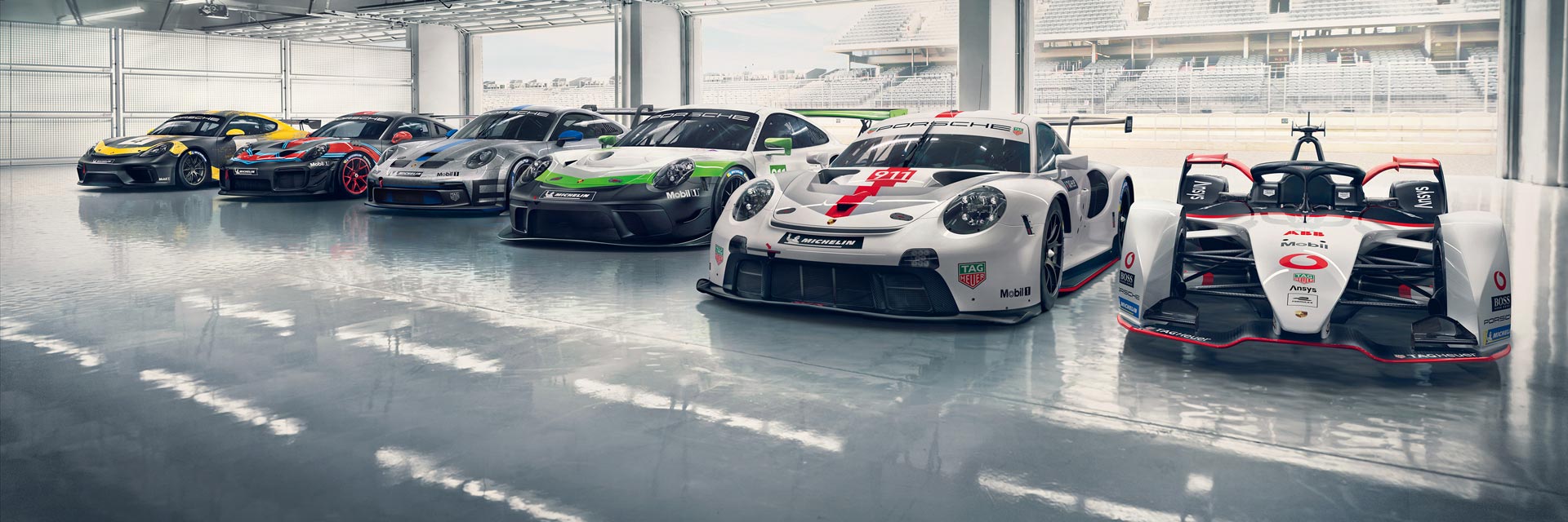 porsche 911 models lined up